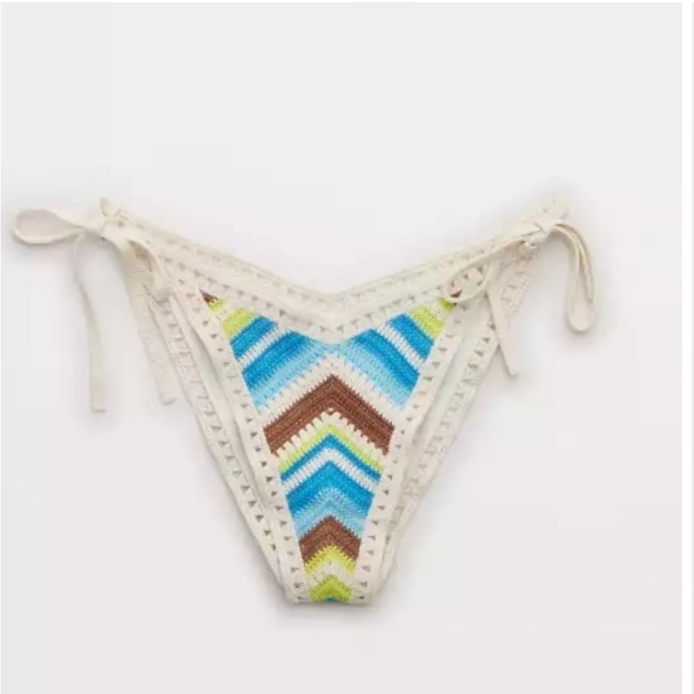 Aerie Crochet Low Rise Tie Cheekiest Bikini Bottoms